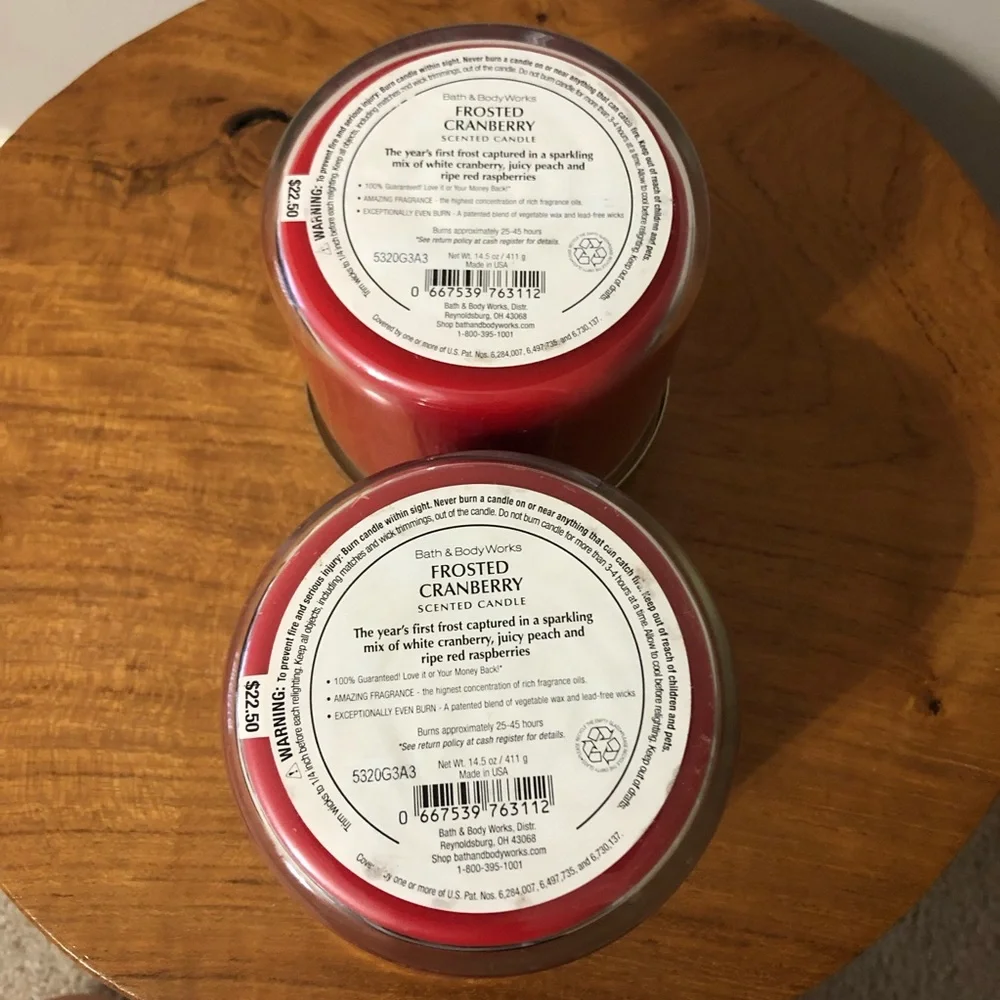 Bath & Body Works Frosted Cranberry 3-Wick Candle - Set of 2